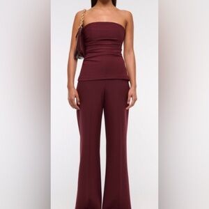 Abercrombie & Fitch Wine Wide-Leg Jumpsuit